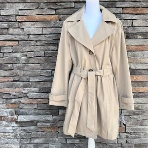 NEW London Fog Khaki Trench Coat Hood Size XL